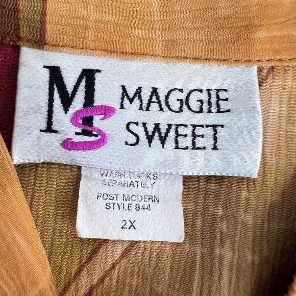 Maggie Sweet Womens Plus Size 2X Blouse Top Button-Up Shirt Geometric Print - Picture 6 of 7